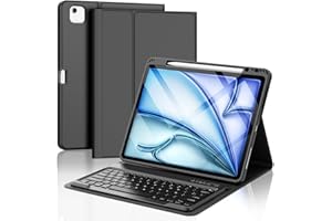 FOGARI Clavier pour iPad Air 6 13'' 2024 M2 | Clavier pour iPad Pro 12.9 6/5/4/3 ème Gén - AZERTY Français, Intelligent Housse Clavier pour iPad Air 13 2024/ iPad Pro 12.9 2022-2018 - Noir