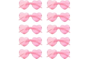 NACHLYNN 10 Paar Herz Sonnenbrille Randlose Herzförmige Sonnenbrille für Damen Transparente Bonbonfarbene Herzbrille für Valentinstag Partygeschenke