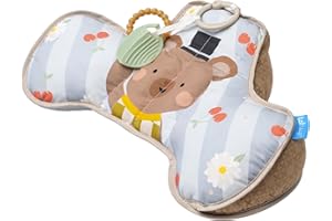 Taf Toys Tummy Time Support Pillow Developmental Super Soft Nursery Support Pillow. Includes Detachable Teether and Sensory Toy Suitable for Newborn Baby Boys & Girls from Birth. 0 Months + (Bear)