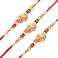 Mahi Designer Meenakari Work Rakhi Set - 4 Crystal & Pearl Rakhis For Brother (Rakshabandhan Gift) - View #2