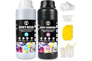 ResinAngel 1000ml / 32oz Epoxidharz-Set – Einfach zu mischendes 1:1 kristallklares Epoxidharz, selbstnivellierend, ohne Blasenbildung, vergilbungsfrei, Schmuckherstellung, Holz & Harzformen