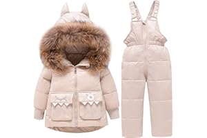 Jueshanzj Kinder Daunen-Skianzug Winter Puffer Jacke Schnee Latzhose 2-teiliges Set