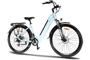 HOVSCO Electric Bike, 28" City Bike,250W Bafang Motor, 45Nm,36V 12.5Ah Removable Battery, 7-Speed, Shimano Gearing System, Dual Disk Brake, Torque Sensor Electric Bikes for Adult,Blue
