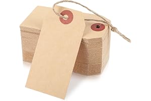 Nogeqi 100 st kraftpapper prislappar brun, 7 x 3,5 cm presentetiketter att skriva på, prisetiketter prislappar loppmarknad me