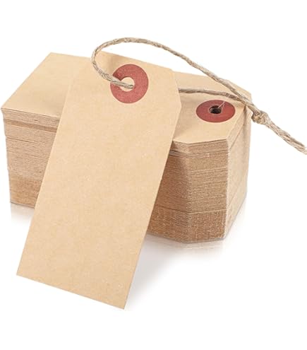 EUSOAR Geschenkanhänger Braun - 200 Stück Etiketten Anhänger - 300GSM