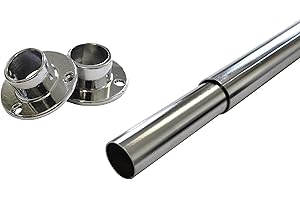 ATELIERS28 Kits DE PENDERIE Extensibles | Ø18/20 | 1 Kit Penderie Extensible 60-100CM | Chrome