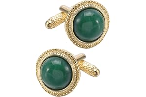 Jonwo Natürliche Grüne Aventurin Stein Herren Manschettenknöpfe in Geschenk Box Quadratische Edelstein Manschettenknöpfe Men Cufflinks Hochzeit Hemd Party Geburtstag Jubiläum Kleid