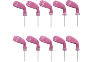 LEFENG SPORTS LeFeng 10 Pieces 4-9/A/P/S/X Knitted Golf Iron Head Covers Set Lightweight and Durable Material Multiple Patterns Golf Club Head Covers