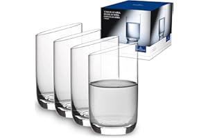 Villeroy & Boch Newmoon Servizio Bicchieri da Acqua, Bicchiere Elegante e Contemporanea per Uso Quotidiano, Cristallo, Lavabile In Lavastoviglie, Trasparente, 4 Pezzi