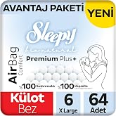 Sleepy Bio Natural Premium Plus Airbag Comfort Avantaj Paketi K&uuml;lot Bez 6 Numara Xlarge 64 Adet