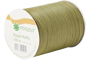 PRÄSENT - Rayon Raffia Biodegradable Ribbon Olive 100 meter spool