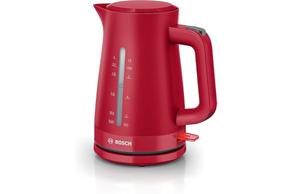Bosch MyMoment TWK3M124 - Bouilloire électrique - grande ouverture - triple sécurité - filtre anti-calcaire - capacité 1,7 L - plastique de haute qualité - Couleur : Rouge