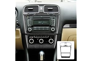 KUNGKIC Fibra di carbonio Set completo di decalcomanie decorative per interni auto compatibili con Volkswagen VW Golf 6 GTI MK6 2008 2009 2010 2011 2012 2013 Accessori (Pannello di controllo centrale)