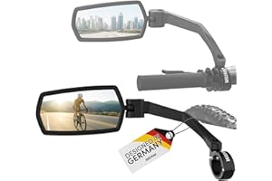 WITTKOP Lusterko rowerowe, duże pole widzenia HD, obracane i składane o 360°, montaż u góry i od dołu, odporne na pęknięcia i trwałe, wypukłe lusterko wsteczne do roweru, roweru elektrycznego, do