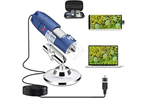 CAINDA Cámara de microscopio USB HD de 2MP para Android Windows7 8 10 11 Mac, microscopio Digital de 40X a 1000X con Estuche de Transporte, microscopio de Monedas portátil para Adultos, niños, Estudiantes