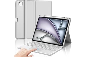 FOGARI Teclado para iPad Air 13 Pulgadas M2/M3 con Touchpad, Funda con Español Ñ, Bluetooth con Trackpad para iPad Air 13 M2/M3 2024/2025, Gris Claro