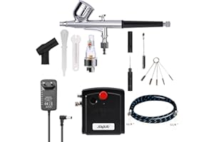 SAGUD Mini aerógrafo con compresor portátil por Gravedad Alimentado con aerógrafo de Doble acción para decoración de Tartas, Hobby, Manualidades, uñas