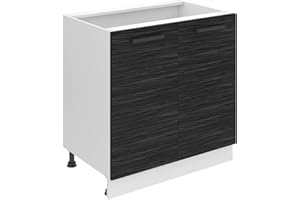 B BELINI GROUP Belini Mobile da cucina Mobile da 80 cm di larghezza Mobile da cucina SD senza piano di lavoro Armadietto da cucina con 2 ante Ebano reale