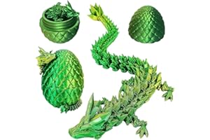 WHFDC 3D Articulating Gemstone Crystal Dragon Egg Figurine - Removable Mystery Easter Toy, Home Office Decor, Executive Desk Toy (Laser Yellow Green)