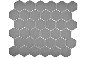 CONWIRE Mosaik Fliesen Mosaikfliesen Keramikmosaik Keramik Kachel Hexagon dunkelgrau unglasiert