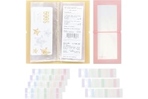 RIIEYOCA Libretto porta scontrini 2 pezzi, mini folder con 30 tasche ed etichette colorate, adatto per riporre scontrini, fatture, tessere, coupon, adesivi (giallo&rosa)