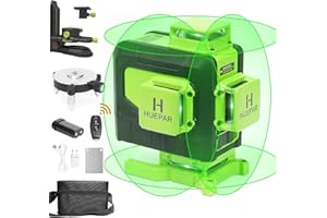 Huepar 4x360 Remote Control Laser Level Self-Leveling 16 Lines Green Beam 4D Cross Line Tiling Floor Laser Tool-Horizontal&Vertical Laser Lines, Magnetic Bracket, Li-ion Battery&Adjust Base 904DG