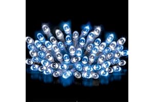 CrazyGadget® Indoor Outdoor Multi-Action Waterproof Batteries Operated Timer LED String Fairy Light for Christmas Xmas Garden Home Party Wedding (200 LED, Blue & White)