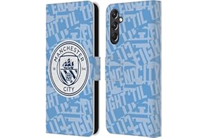 Head Case Designs Officially Licensed Manchester City Man City FC Sky Blue Fight Patterns Leather Wallet Case Compatible With Samsung Galaxy A24 4G / M34 5G