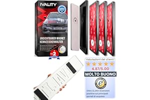 IVALITY® Porta targa magnetico senza cornice per 2 targhe | Porta targa magnetico per auto | Porta targa per auto | Porta targa per auto | Per targhe italiane