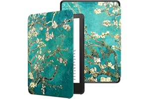 TOKILO Case for All-new 7" Kindle Paperwhite (12th Generation-2024) and Kindle Colorsoft Signature Edition 2024, Lightweight Shell Cover with Auto Wake/Sleep, Apricot Flower