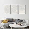 Minimalist Circle Geometric Line Art Boho Wall Art Set of 3 Neutral Abstract Canvas Painting Pictures Boho Prints Wall Art Unframed Artwork Posters for Bedroom Living Room Wall Decor 12X16 Inch