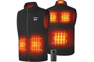 KEMIMOTO Ogrzewana kamizelka dla mężczyzn i kobiet, podgrzewana kamizelka z akumulatorem 9600 mAh, 6 stref grzewczych i ochrona przed przegrzaniem, kamizelka grzewcza z USB, idealna do jazdy na