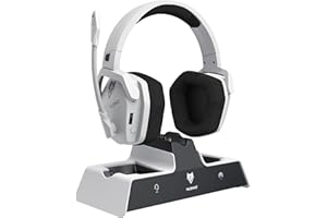 NUBWO G06 Pro Wireless Gaming Headset mit Ladestation für Headset und PS5 Controller, 17ms Niedrige Latenz, 120 Stündige Akkulaufzeit, Dynamische 50mm Treiber Weiß (Nicht mit Xbox Kompatibel)