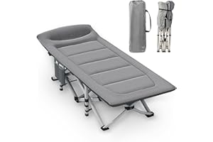 CALIYO Folding Camping Bed with Mattress 200 x 80 x 40 cm, Maximum Load 200 kg, Made of Oxford Fabric and Robust Steel Tube, Camping Bed with Storage Bag