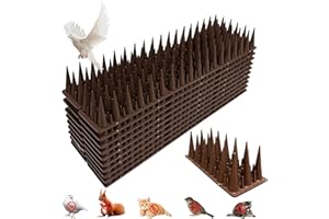 SMD35 Taubenabwehr Spikes aus Kunststoff - 20 Stück Vogelabwehr Taubenspikes für Vogel Katzen Tauben - 6 Meter Vogelabwehr Spikes für Fassaden Zaun Balkon Dach und Fensterbank (Braun)