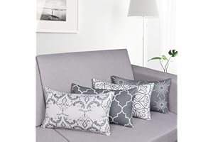 Alishomtll Juego de 4 Fundas de cojín Decorativas 30 x 50 cm Gris