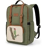 Mileyha Nakışlı Sırt &Ccedil;antası, 15L, Laptop B&ouml;lmeli, Suni Deri Detaylı, Kuş Desenli, Unisex