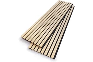 BUBOS Akustikpaneele 2er Set, 120x32,7 cm Wandpaneele Holz, wandverkleidung holzpaneele wand für Wohnzimmer,Home Office & Studio（Natürliche Eiche）