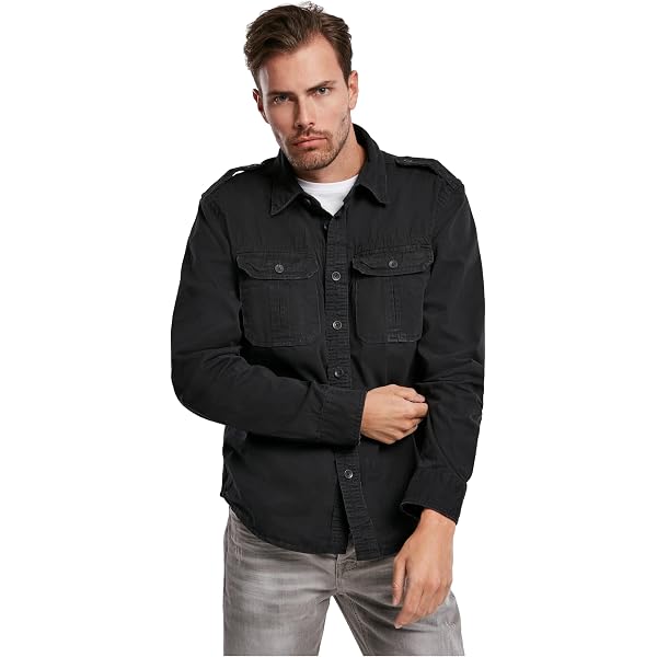 Chemise Homme Militaire Vintage Brandit - Manches Longues Couleur Camel - Taille Grande - Neuf étiqueté