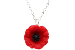 bluebubble Poppy Days 22mm Large Poppy Flower Necklace on Gift Card