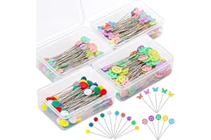 DEUDY 400 Pezzi Patchwork Pins, Capolino Pins, Quilting Pins Spilloni Fiore mit Hedgehog Puntaspilli Supporto, Spilli per Trapuntatura per Artigianato Cucito Colorati Quilting Pins