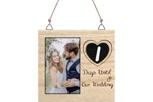 DERCLIVE Personalized Wedding Countdown Photo Frame Countdown Calendar Engagement Gift Bridal Shower Gift Best for 6x4 Photo