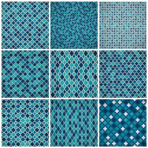 typeDESIGNS Fliesenaufkleber Set „MOSAIK-QUATREFOIL“ Marokkanisch Fliesen Mosaik Muster Design Deko | Klebefolie für Badfliesen, Küchenfliesen Deko Klebefliesen (10×10) - 2