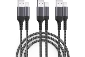 Bkayp 2m Lot de 3 Câble USB C Chargeur Type C vers port de type A en Charge Rapide Nylon Tressé Câble Chargeur
