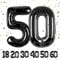 Palloncini Per Compleanno 50 Anni Neri E Oro - 6 Pezzi In Foil 18 Pollici, Decorazioni Per Feste Uomo E Donna