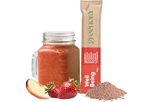 GREENORA Smoothie Bowl Fruits Lyophilisés Poudre 100% Naturel. Pomme Pêche Banane Fraise Carotte Rhubarbe. Séchée. Déshydratée. Végétalien. 10x24g