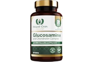 ROYAL OAK HEALTH Glucosamine and Chondroitin high Strength with MSM, Bosewellia and Vitamin C. Supports Joint Discomfort Relief glucosamine and chondroitin Tablets, Dietary Supplement for Back, Knees (120 Tablets)