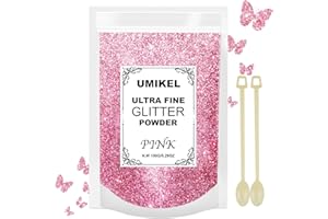 UMIKEL 150G/5.29OZ Fine, Gold Ultra Sparkle, Craft for Resin Art DIY Crafts, Body Nail Glitter, Festival Glitter for Christmas Decoration, DIY Party Decorations Paint 0.2MM (Pink)