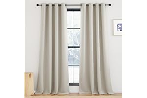 KGORGE Verdunklungsvorhänge Wohnzimmer Gardinen mit Ösen 2er Set 245 x 140 cm(HxB) Vorhang Blickdicht Natur Thermo Gardinen Hitzeschutz Blackout Curtains for Living Room