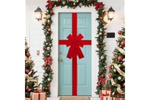 Miioto Lazo Rojo Navidad, Lazos Regalo Navidad, Lazo Grande Navidad, Decoracion Navidad Exterior para Decoraciones de Puerta Entrada Chimenea árbol Navidad 40cm X 50cm
